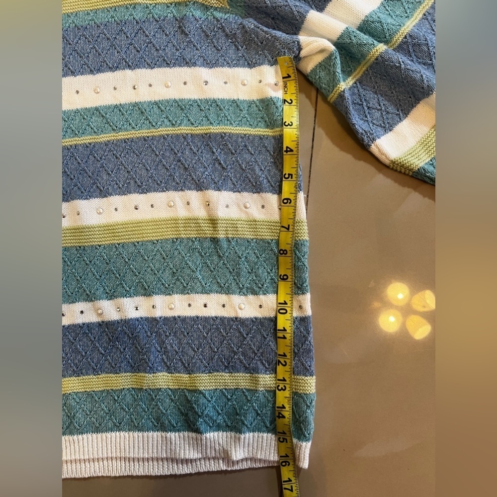 Alfred dunner Women multicolored sweater cardigan pullover Plus Size 2X pearls - Picture 7 of 16
